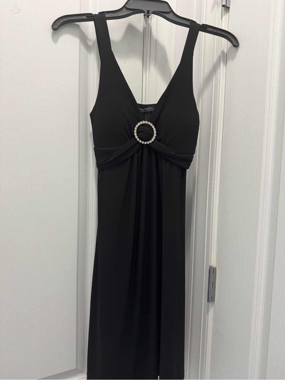American City Wear Black short Dress with Rhinestone Ring